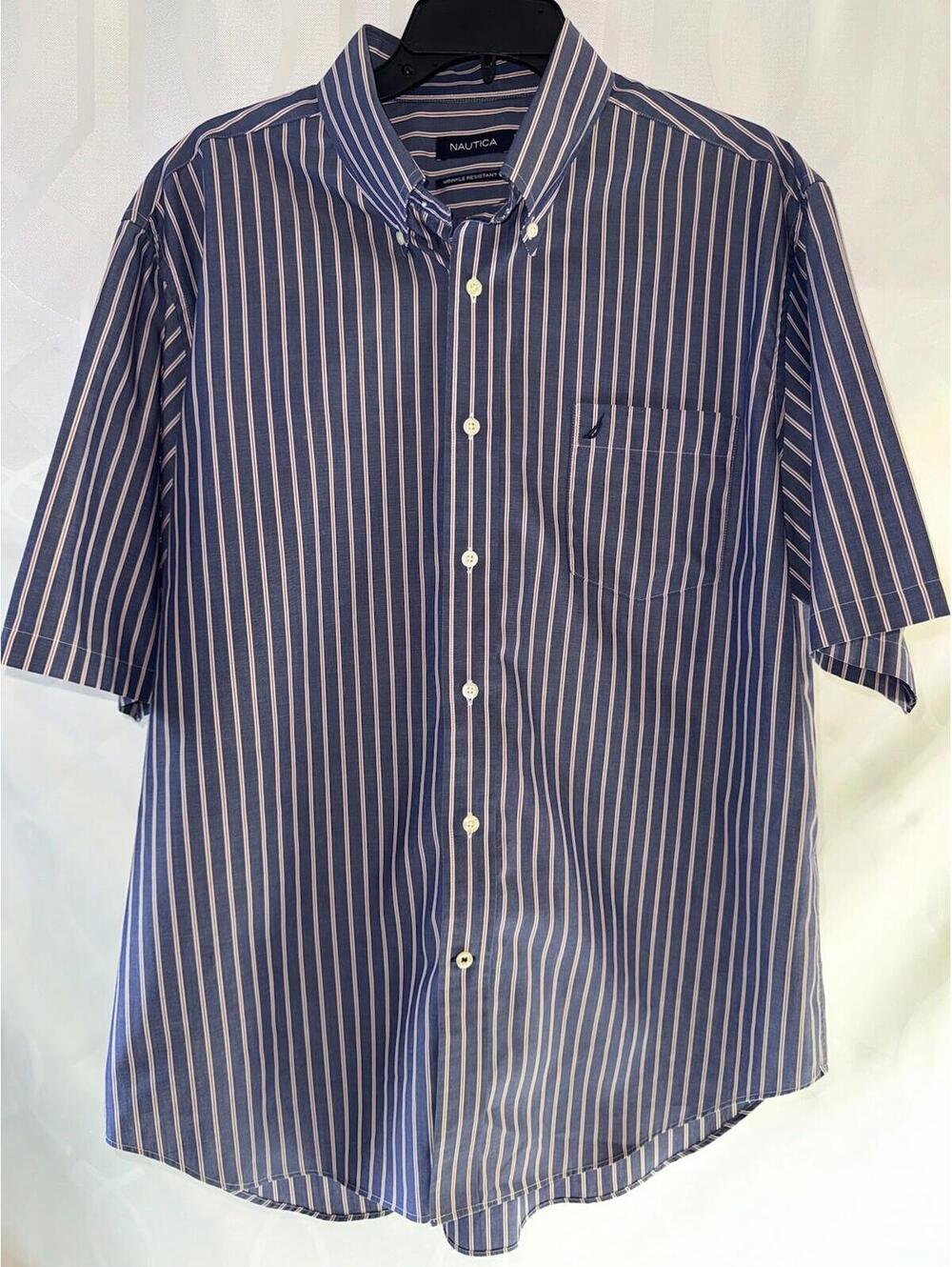 Mens Nautica Long Sleeve Yellow Striped Button Front Shirt Size XL
